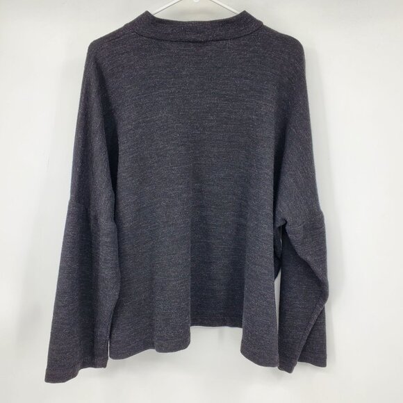 Eskandar Lagenlook Wool Blend Mock Neck Grey Oversized Drop Shoulder Sweater 1 - Picture 4 of 9